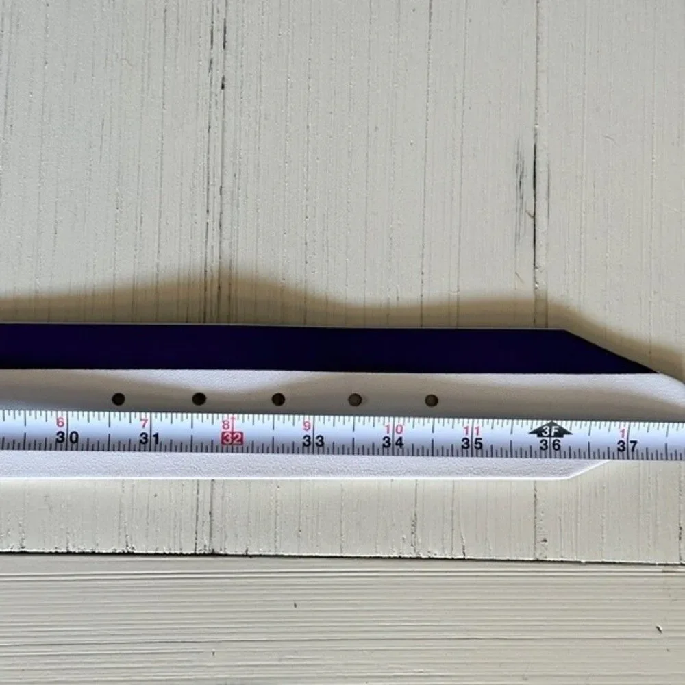 Worth New York Leather Belt Made in Italy White with Purple Red Stripes 2” Small
